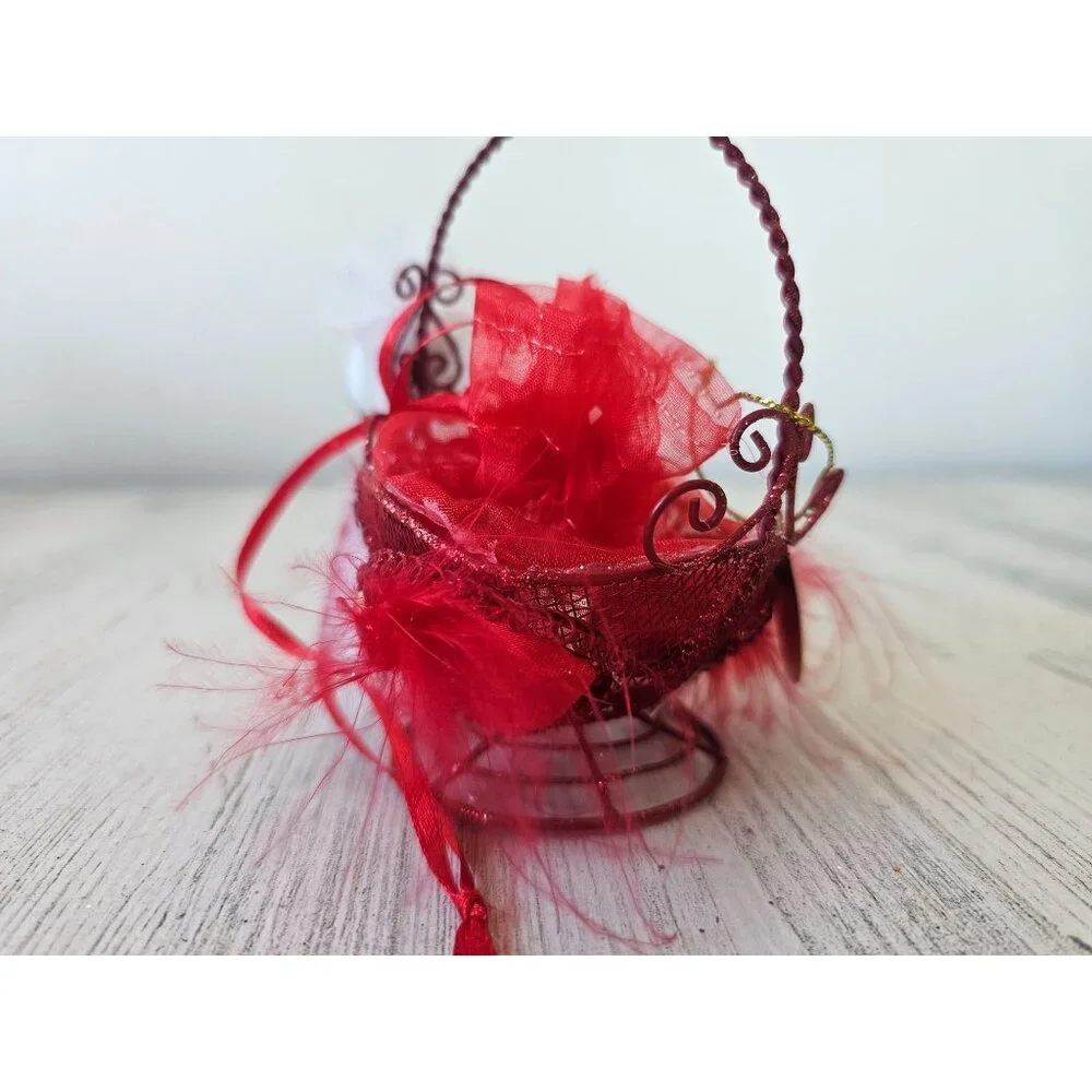 Katherine's swan basket gift candy ornament Valentine's Day red bird unique hang
